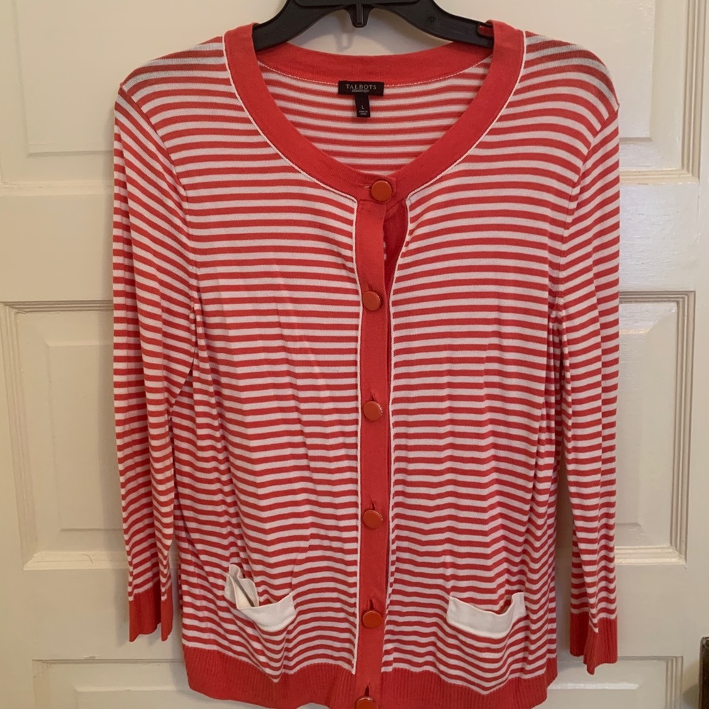 Talbots striped cardigan